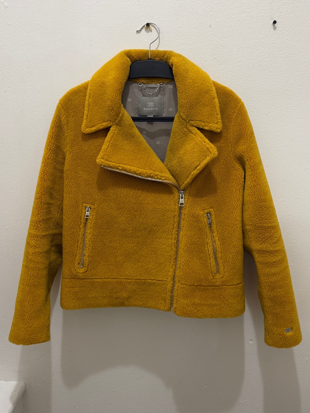 Soia & Kyo Mustard Sherpa Moto Jacket